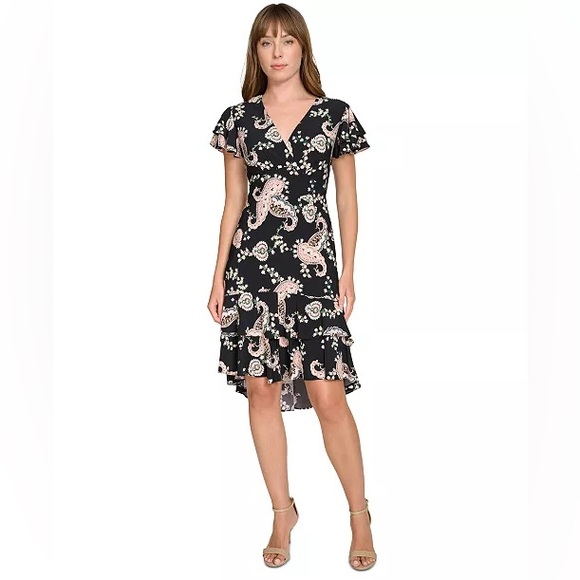 Tommy Hilfiger Black Floral High Low Dress - Picture 1 of 6